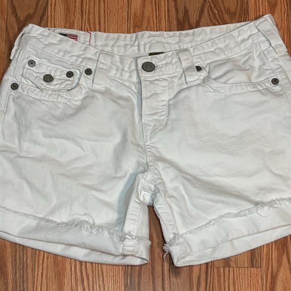 True Religion Women's White Denim Shorts, cotton, 29 - Picture 2 of 11
